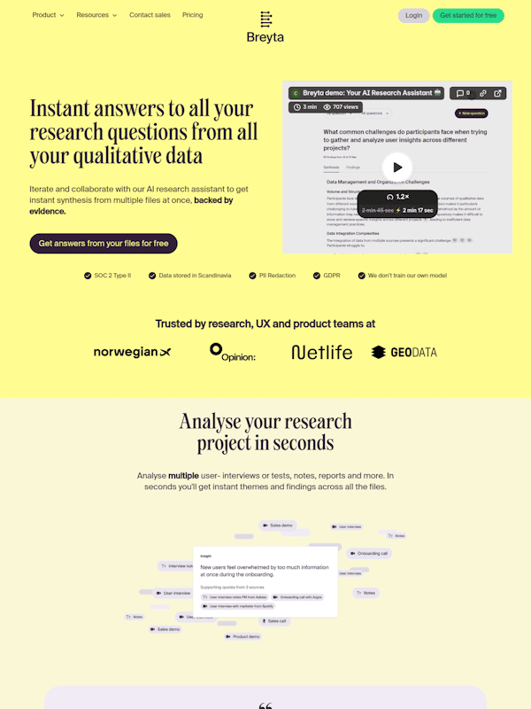 Breyta finance SaaS website