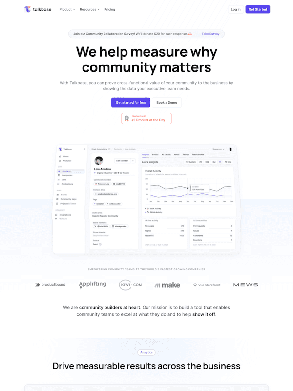 Talkbase community platform website