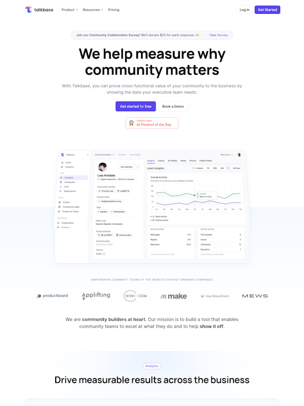 Talkbase — website we developed
